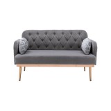 Velvet Sofa, Button Tufted Couch With 2 Pillows