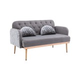Velvet Sofa, Button Tufted Couch With 2 Pillows